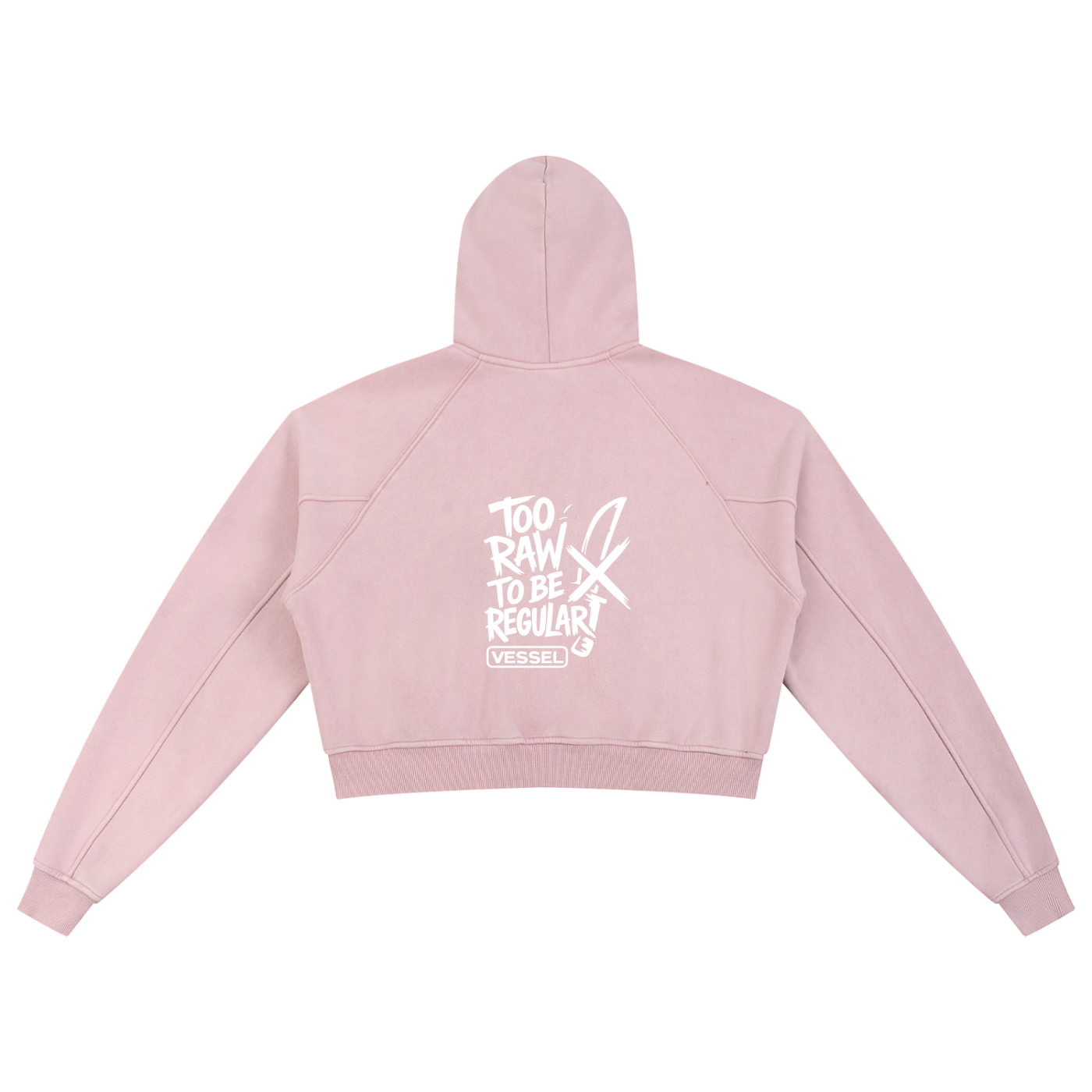 TOO RAW TO BE REGULAR - Snow Washed Cropped Hoodie