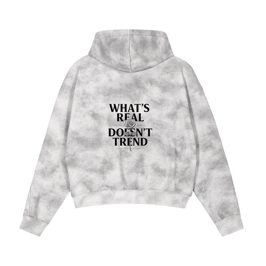 WHAT'S REAL DOESN'T TREND - Dirty Washed Zip-Up Fleece Hoodie