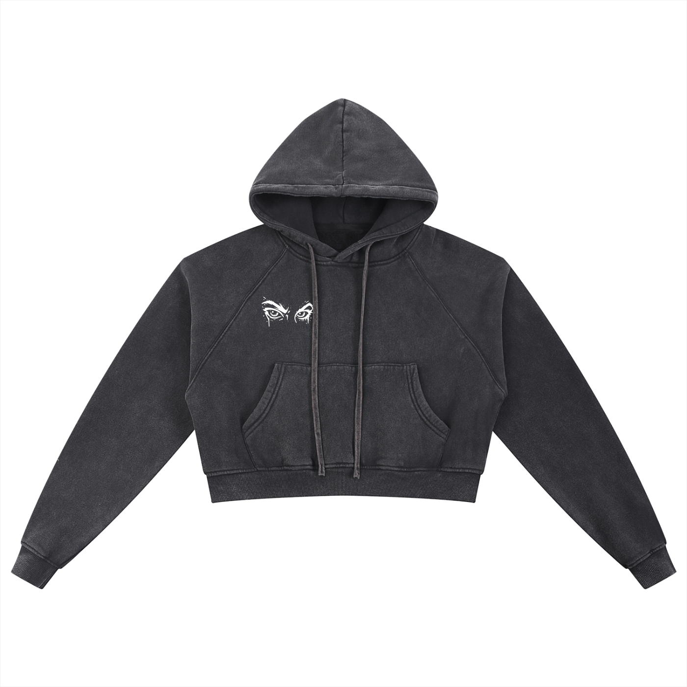 TOO RAW TO BE REGULAR - Snow Washed Cropped Hoodie