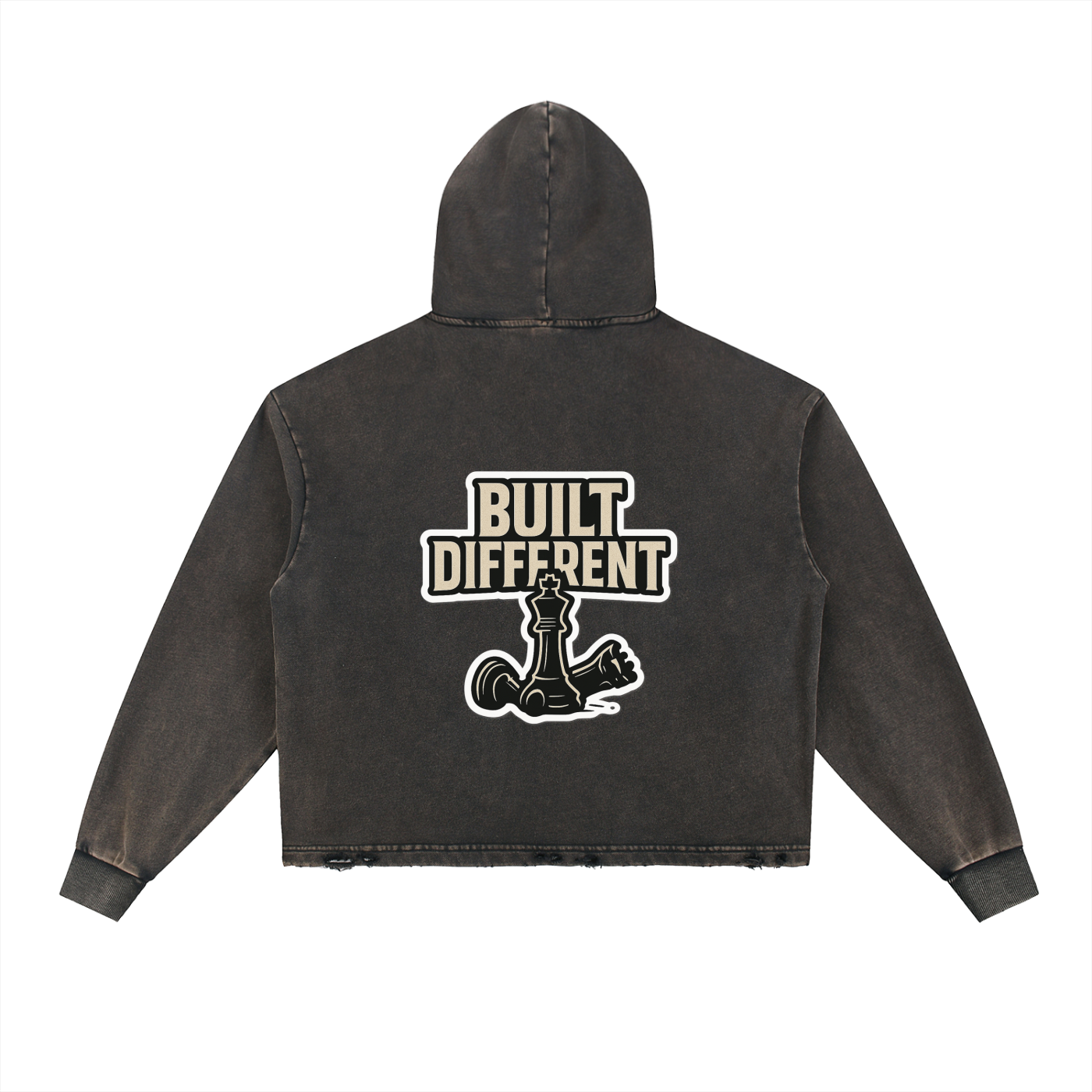 BUILT DIFFERENT - Vintage Washed Frayed-Hem Hoodie