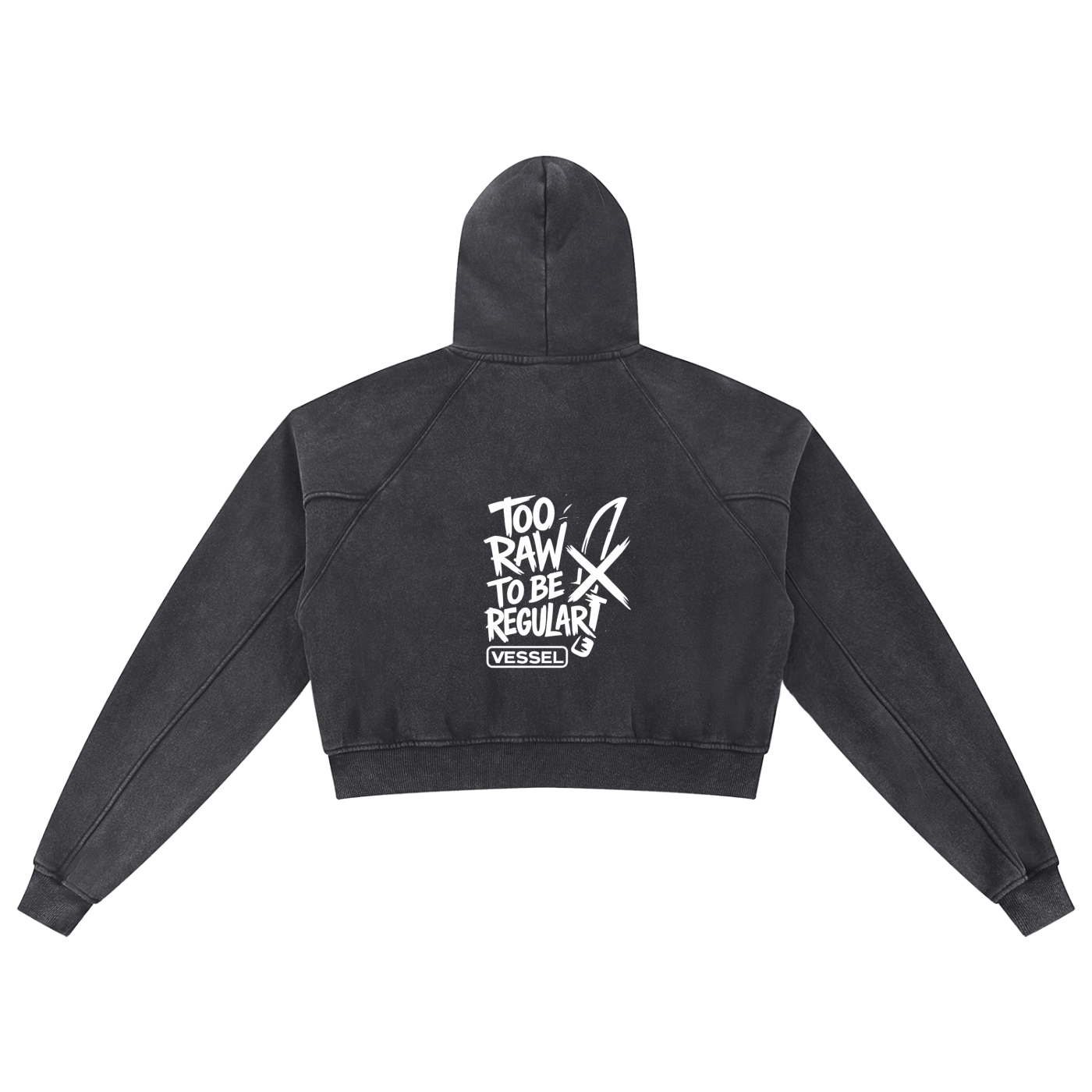 TOO RAW TO BE REGULAR - Snow Washed Cropped Hoodie