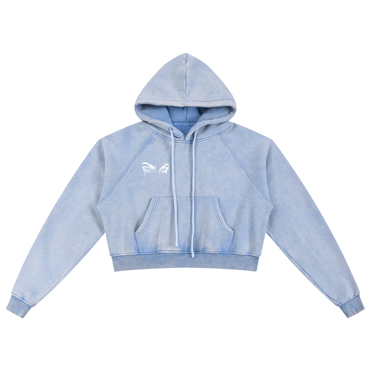 TOO RAW TO BE REGULAR - Snow Washed Cropped Hoodie
